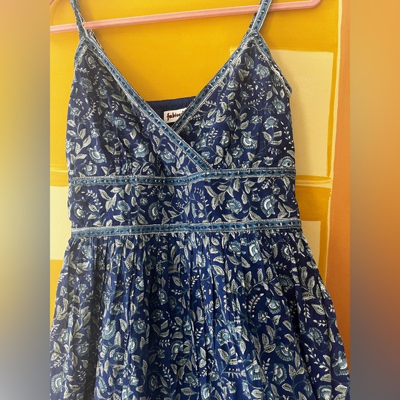 Floral Blue Maxi Dress in pure cotton - Picture 4 of 7